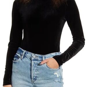New Articles Of Society Black Velvet Like Bodysuit